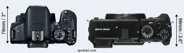Compare T7i versus GFX 50R top