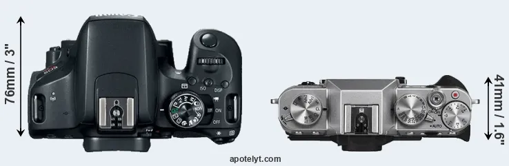 Compare T7i versus X-T10 top