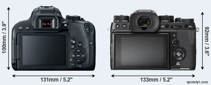 Comparison T7i or X-T2 rear