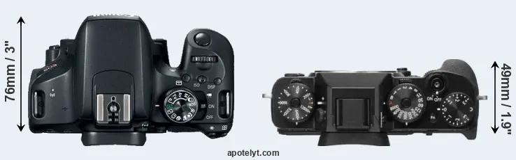 Compare T7i versus X-T2 top
