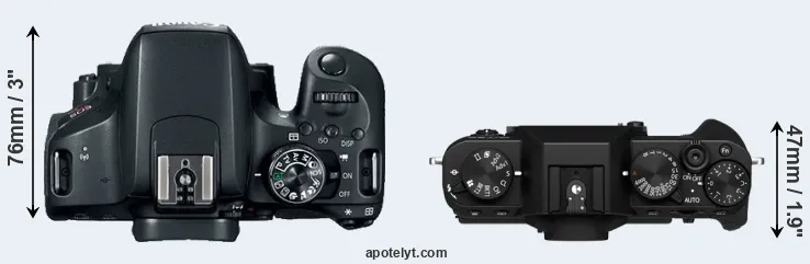 Compare T7i versus X-T30 II top
