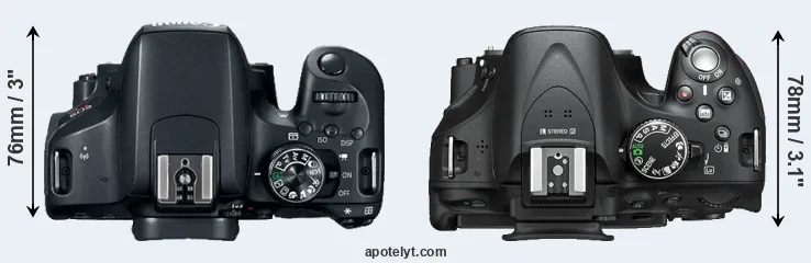 Compare T7i versus D5200 top