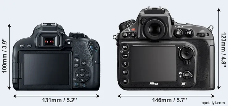 Comparison T7i or D800E rear