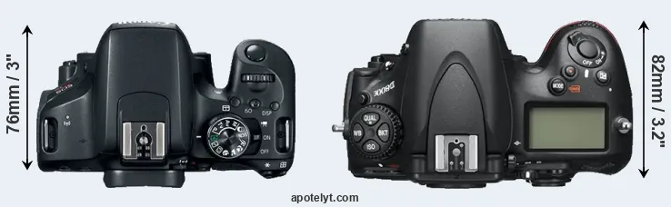 Compare T7i versus D800E top