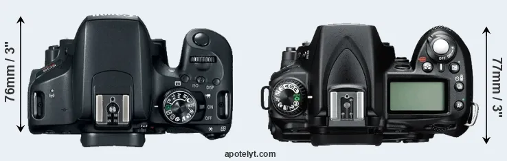 Compare T7i versus D90 top