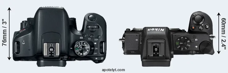 Compare T7i versus Z50 top