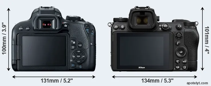 Comparison T7i or Z6 II rear