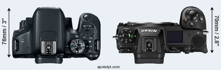 Compare T7i versus Z6 II top