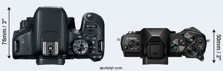 Compare T7i versus E-M10 III top