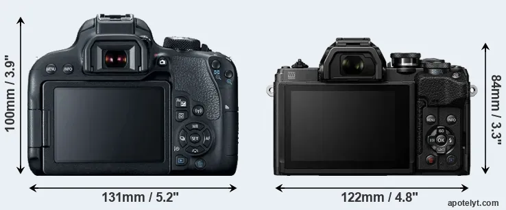 Comparison T7i or E-M10 IV rear