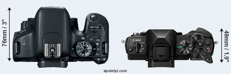 Compare T7i versus E-M10 IV top