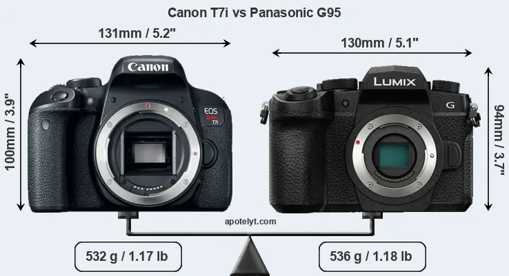 Size Canon T7i vs Panasonic G95