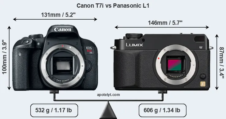 Size Canon T7i vs Panasonic L1