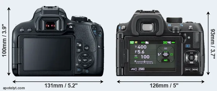 Comparison T7i or K-70 rear
