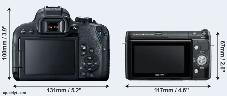 Comparison T7i or NEX-F3 rear