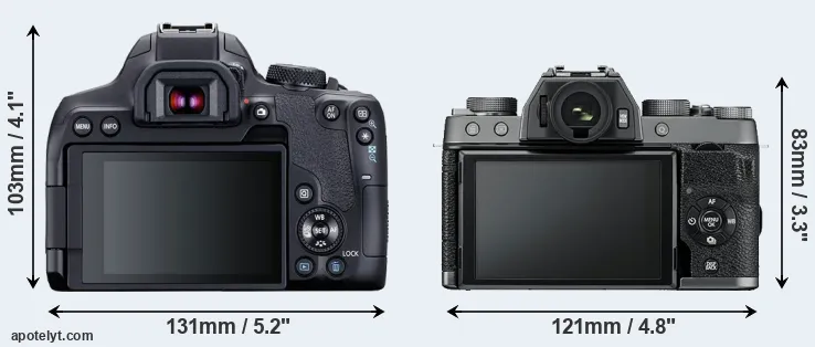 Comparison T8i or X-T100 rear
