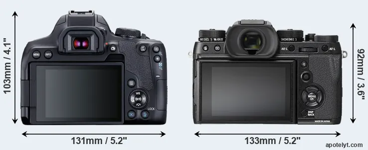 Comparison T8i or X-T2 rear
