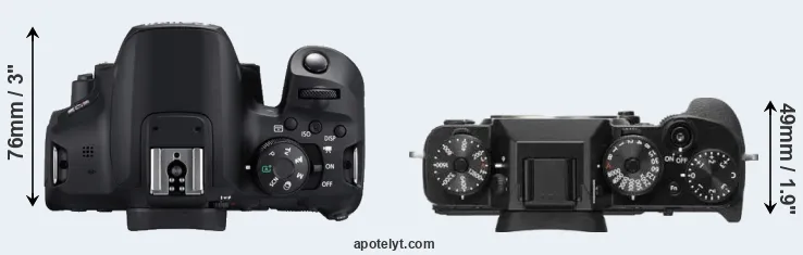 Compare T8i versus X-T2 top