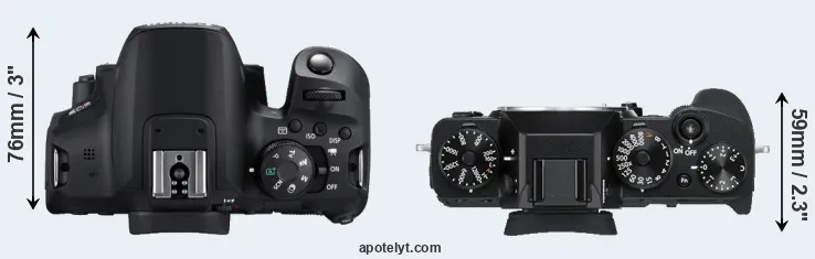Compare T8i versus X-T3 top