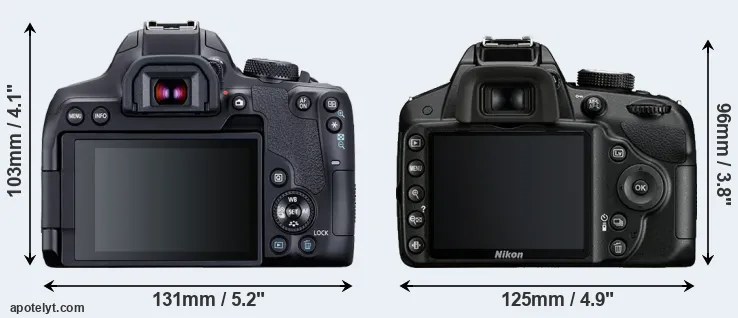 Comparison T8i or D3200 rear