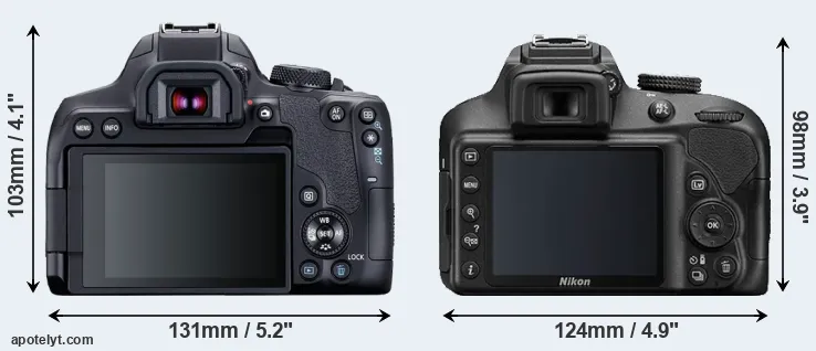 Comparison T8i or D3400 rear