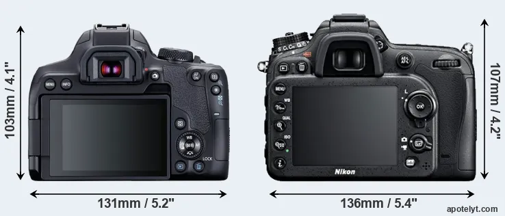 Comparison T8i or D7100 rear