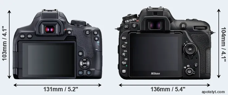 Comparison T8i or D7500 rear