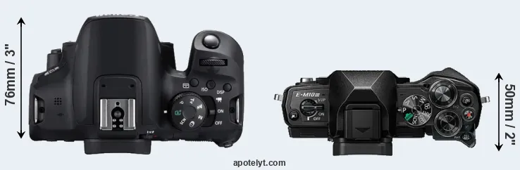 Compare T8i versus E-M10 III top