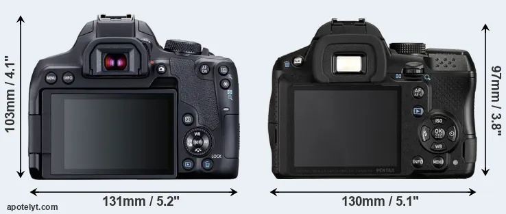 Comparison T8i or K-30 rear