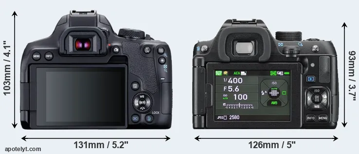 Comparison T8i or K-70 rear