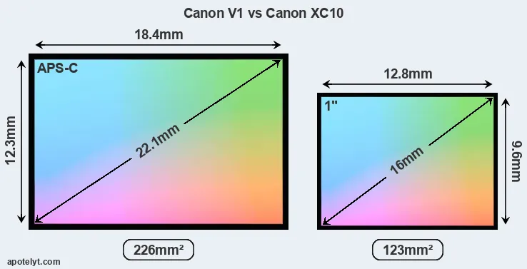 Canon V1 and Canon XC10 sensor measures