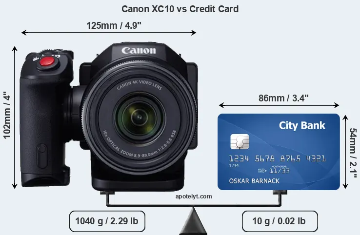 Canon XC10 vs credit card front