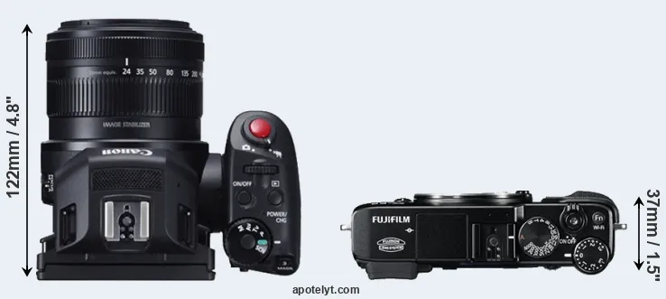 Compare XC10 versus X-E2 top