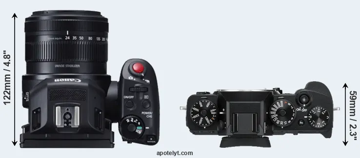 Compare XC10 versus X-T3 top