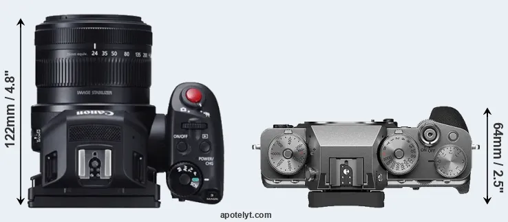 Compare XC10 versus X-T4 top