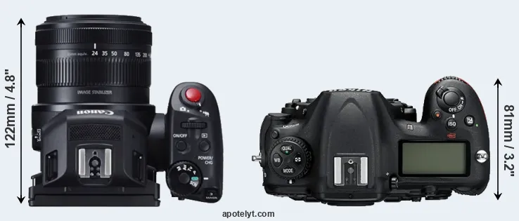 Compare XC10 versus D500 top
