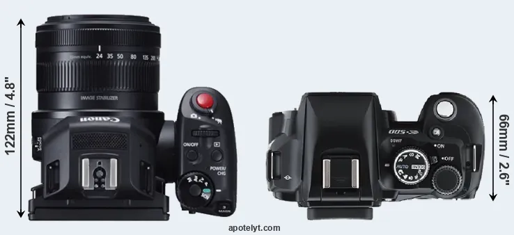 Compare XC10 versus E-500 top