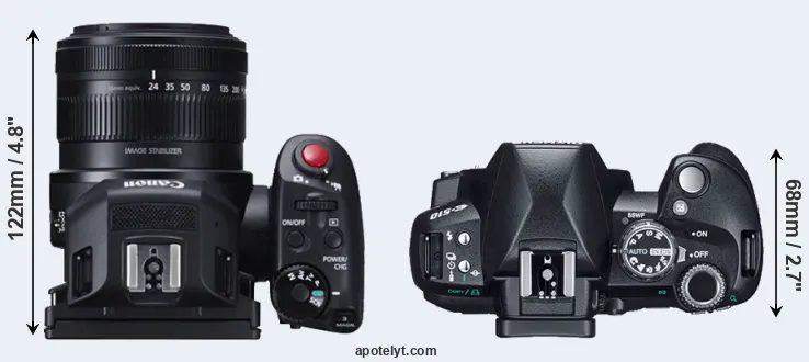 Compare XC10 versus E-510 top