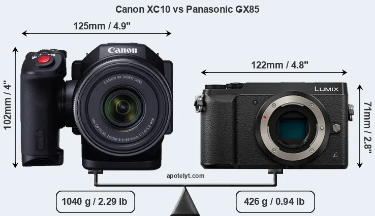 Size Canon XC10 vs Panasonic GX85