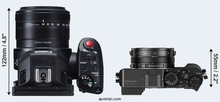 Compare XC10 versus LX100 top
