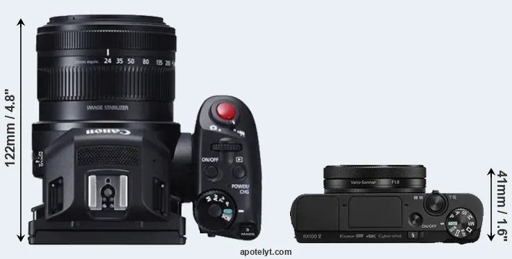 Compare XC10 versus RX100 V top