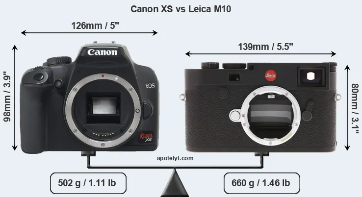 Size Canon XS vs Leica M10
