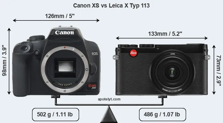 Size Canon XS vs Leica X Typ 113