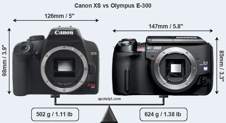 Size Canon XS vs Olympus E-300