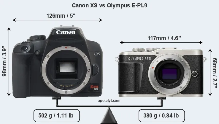 Size Canon XS vs Olympus E-PL9