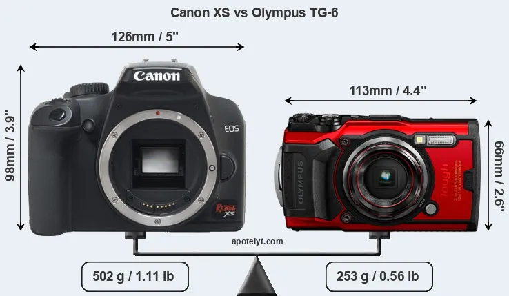 Size Canon XS vs Olympus TG-6