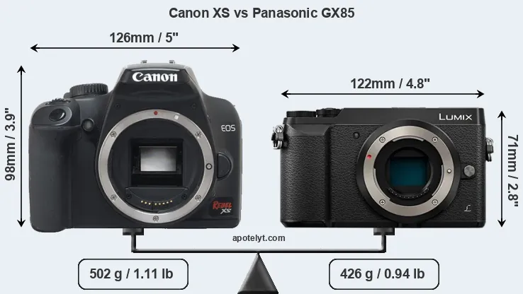 Size Canon XS vs Panasonic GX85