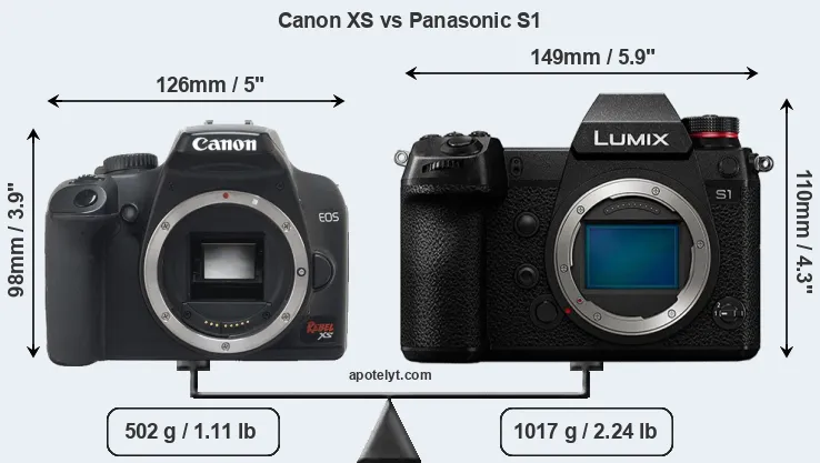 Size Canon XS vs Panasonic S1