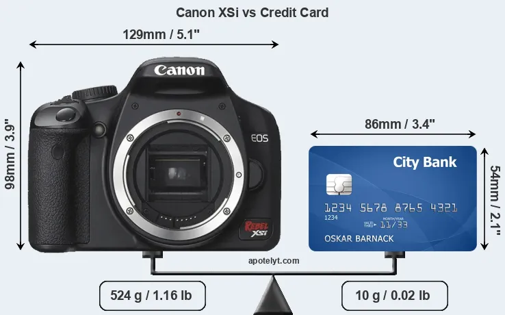 Canon XSi vs credit card front