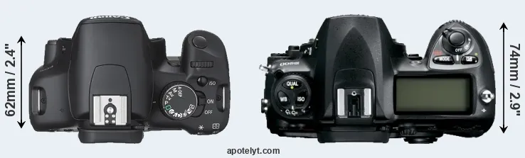 Compare XSi versus D200 top